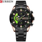 CURREN 8402 Stainless Steel Watches for Mens Creative Fashion Quartz Watches Luminous Dial Casual Wristwatches - Black , Rose , Green