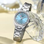 CURREN 9100 Elegant Fashion Stainless Steel Ladies Watch- Silver Sky Blue - Image 2