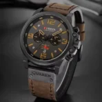 Curren 8314 Leather Wrist Watch For Men – Black-Brown