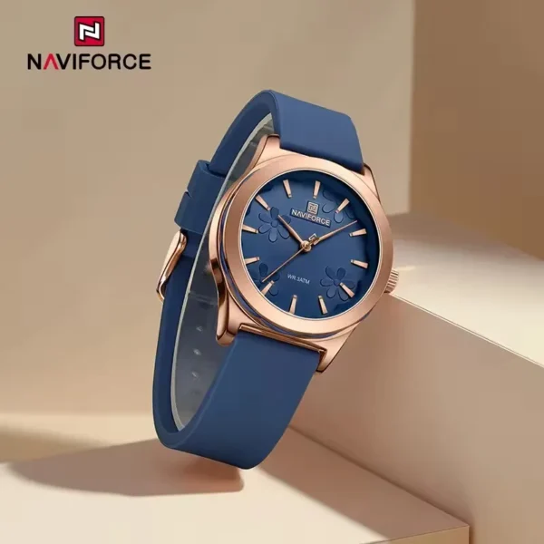 Naviforce 5051  Watrch For Women – Rose Gold and Blue (Blue Belt)