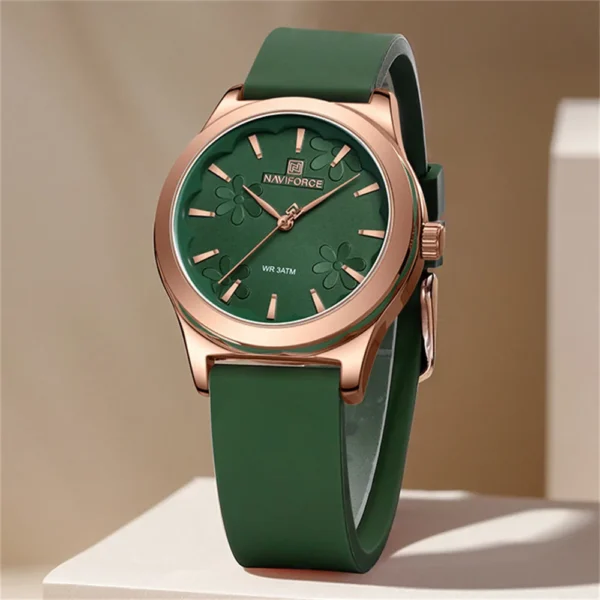 Naviforce 5051 Watch For Women – Rose Gold and Green