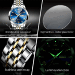 OLEVS 9931 Original Men Watches Golden Blue - Image 2