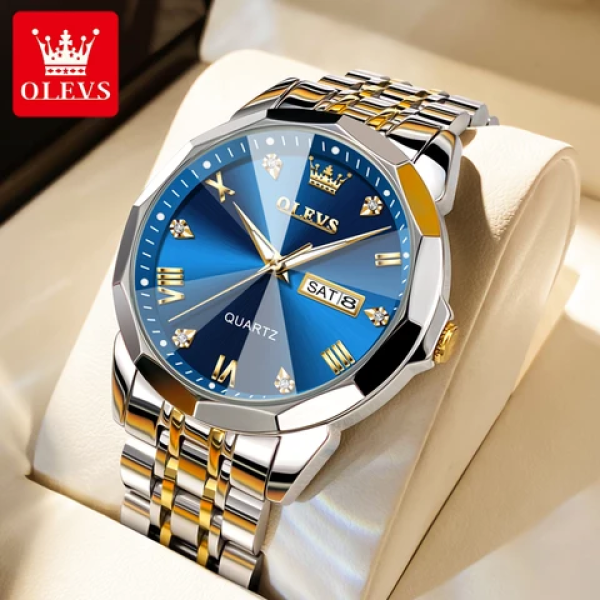 OLEVS 9931 Original Men Watches Golden Blue