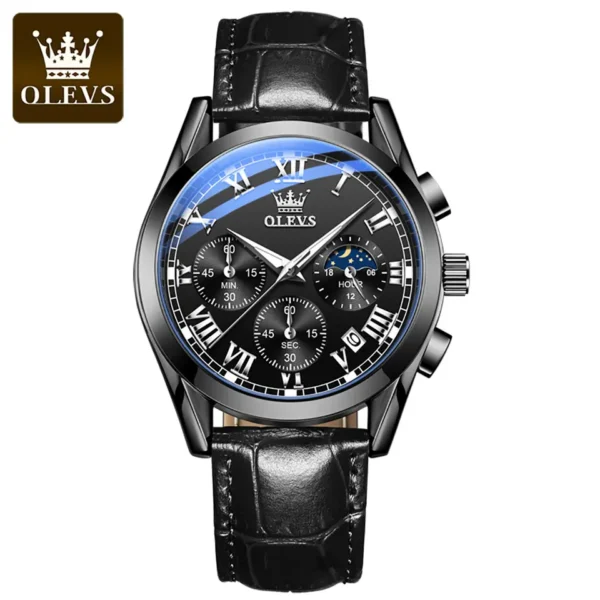 Olevs2872 Leather For Men- Full Black