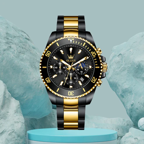 Olevs9902 Watch For Men-Golden Black