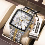 POEDAGAR 866 Luxury Square Chronograph Men’s Watch
