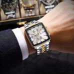 POEDAGAR 866 Luxury Square Chronograph Men’s Watch - Image 2