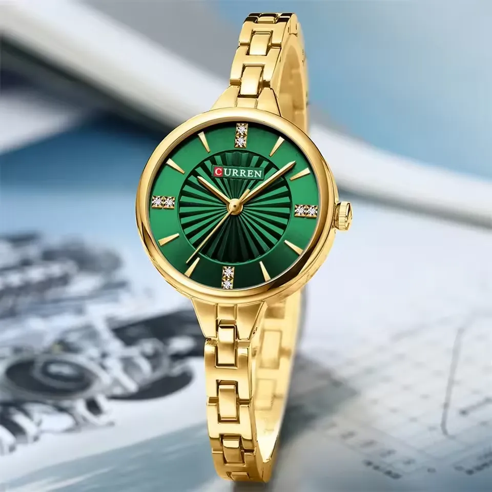 Curren 9097 For Women – Gold Green