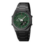 SKEIME 1816 Dual Time Show Watch For Men - Black Green