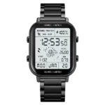 Skmei 1888 Digital Wrist Watch- Black Chain and Silver Dial