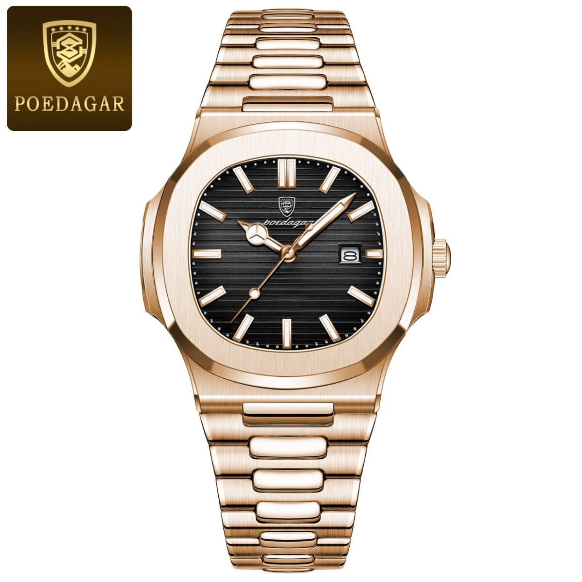 POEDAGAR Original 613 Rose Gold and Black Dial - Image 1