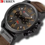 Curren 8314 Leather Wrist Watch For Men – Black-Brown - Image 2