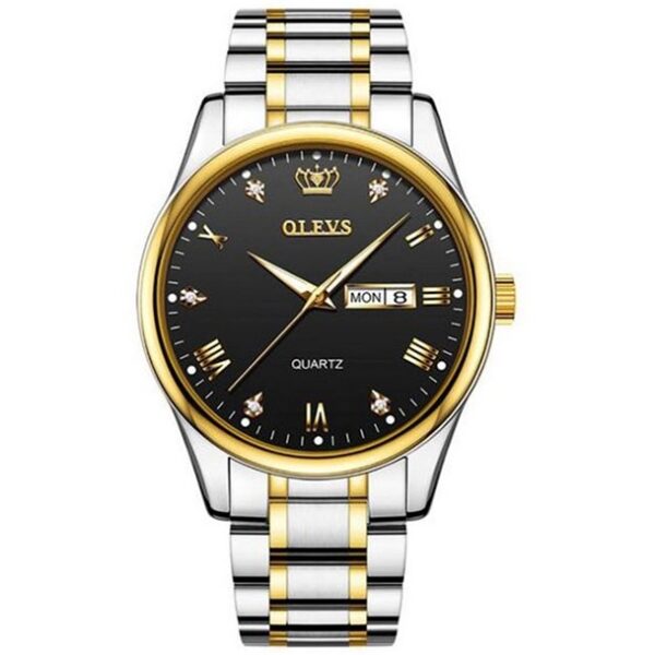 OLEVS 5563 Premium Quality Watch For Men Golden  Silver and Blue