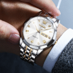 OLEVS 9931 Original Men Watch Golden White - Image 2