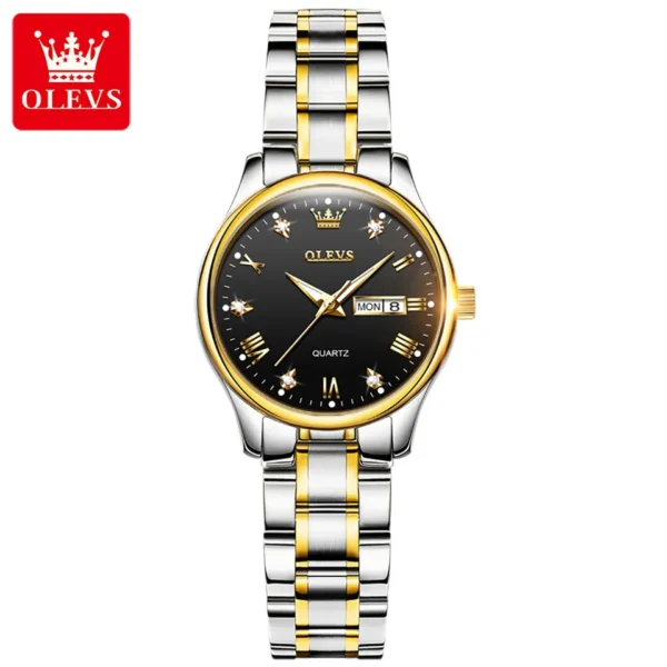 OLEVS 5563 Premium Quality Watch For Woman Golden Silver and Black