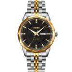 Skmei 9268 Watch For Mens- Circle Silver Golden and Black