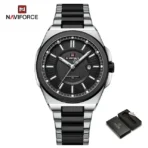 Naviforce 9212 Watch  For Men - Silver Black