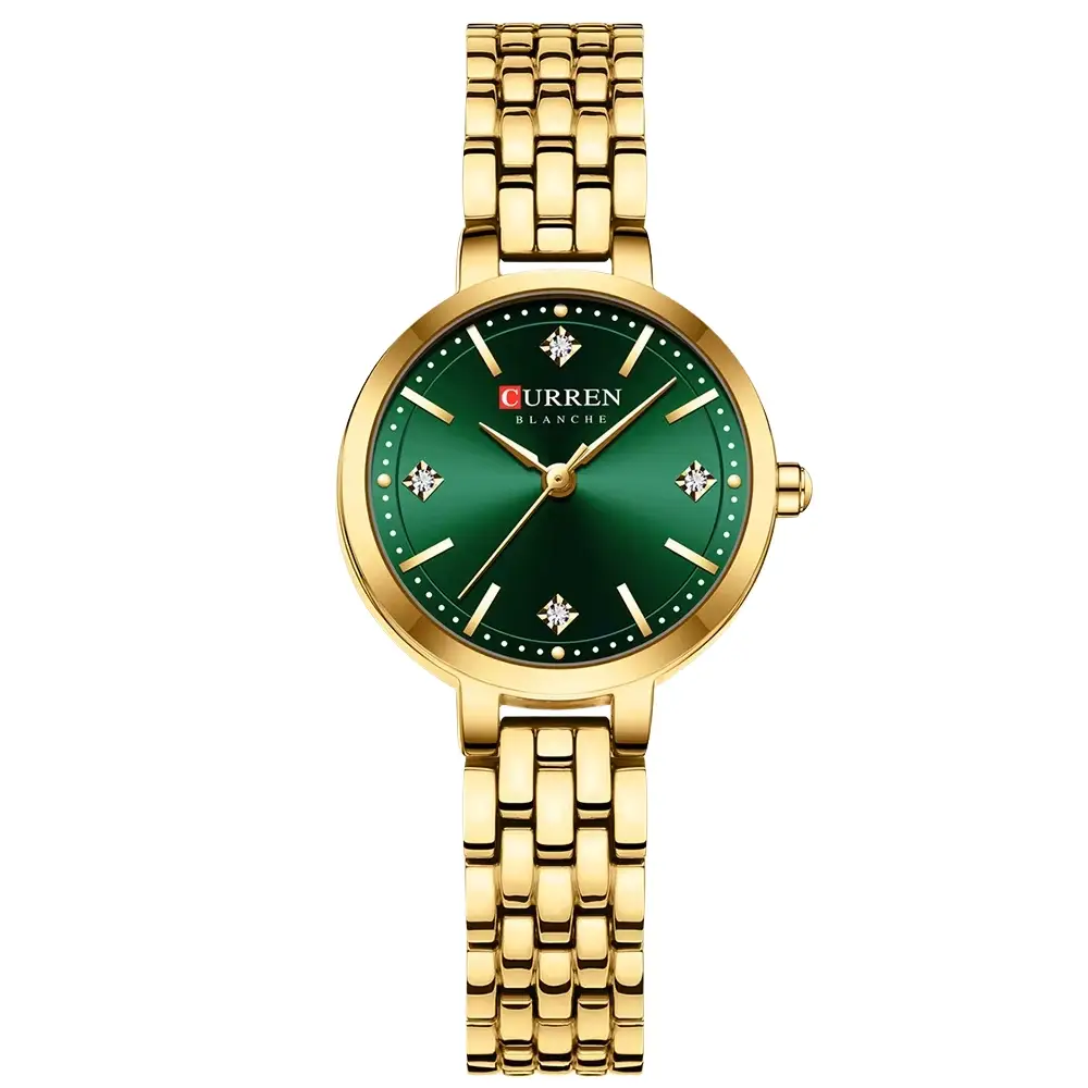 C9106-Golden-Green Curren 9106 Silver Green WatchFor Women - Image 1