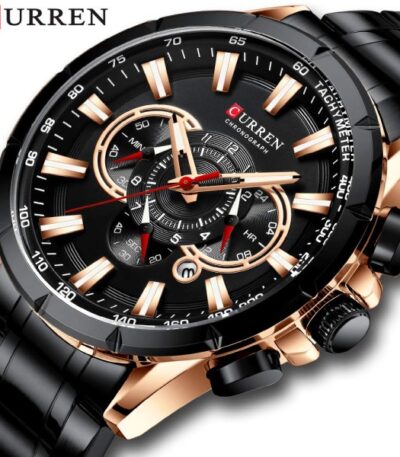 CURREN 8363 Original Watch for Men - Rose Gold Black