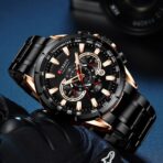 CURREN 8363 Original Watch for Men - Rose Gold Black