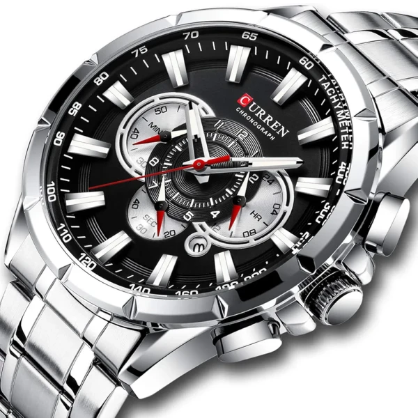 CURREN 8363 Original Watch for Men - Silver Black