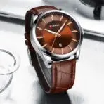 Curren 8365 Silver Coffee Watch For Men - Image 3