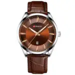Curren 8365 Silver Coffee Watch For Men