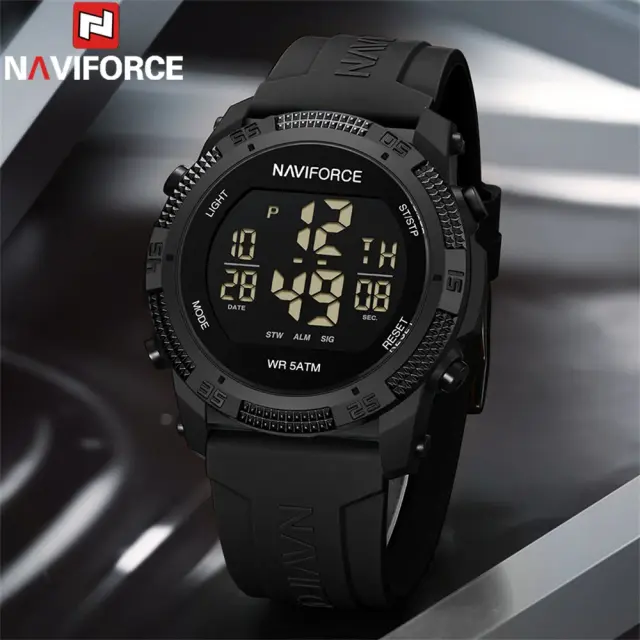 NAVIFORCE-Digital-Watch-Men-Military-Sport-Chronograph-Wristwatch-Date-Week-Alarm-Waterproof-Origina Naviforce 7104 Sports Watch Men - Black - Image 1