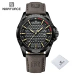 Naviforce 8023 Leather Watch For Men - Coffee Black