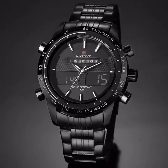 Naviforce 9024 watch for men - Black White Naviforce 9024 Watch For Men- Black White - Image 1