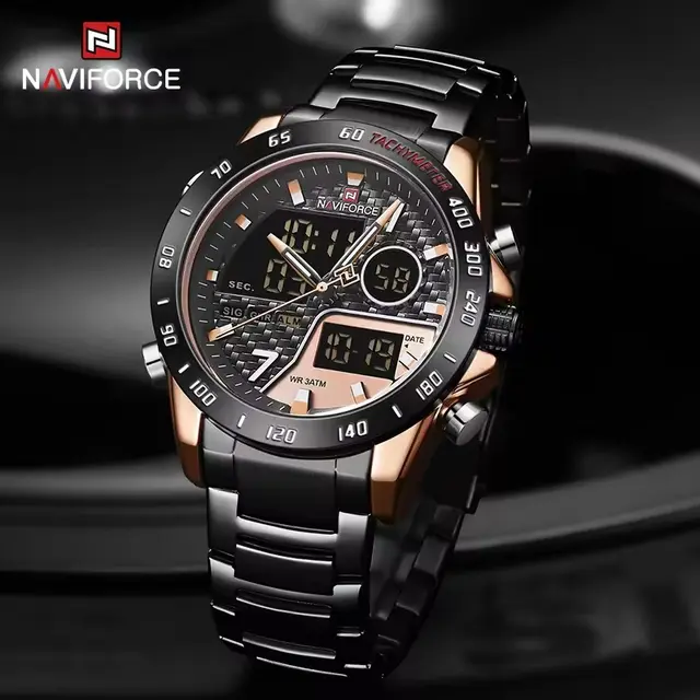 Naviforce 9171 CH - Black Gold Naviforce 9171 Watch For Men- Black Gold - Image 1