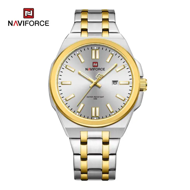 Naviforce 9226 watch for men- Sliver Gold men Naviforce 9226 Watch For Men - Sliver Gold - Image 1