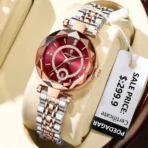 Poedagar 726 Watch  For Woman-Golden Silver and Red