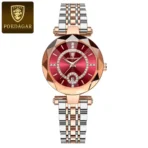 Poedagar 726 Watch  For Woman-Golden Silver and Red - Image 2