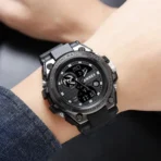SKMEI 2031 Multifunction Dual Time Chrono Date Quartz Watch-Black - Image 2