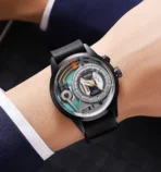 SKMEI 2333 Watch for Men-Black Leather - Image 2