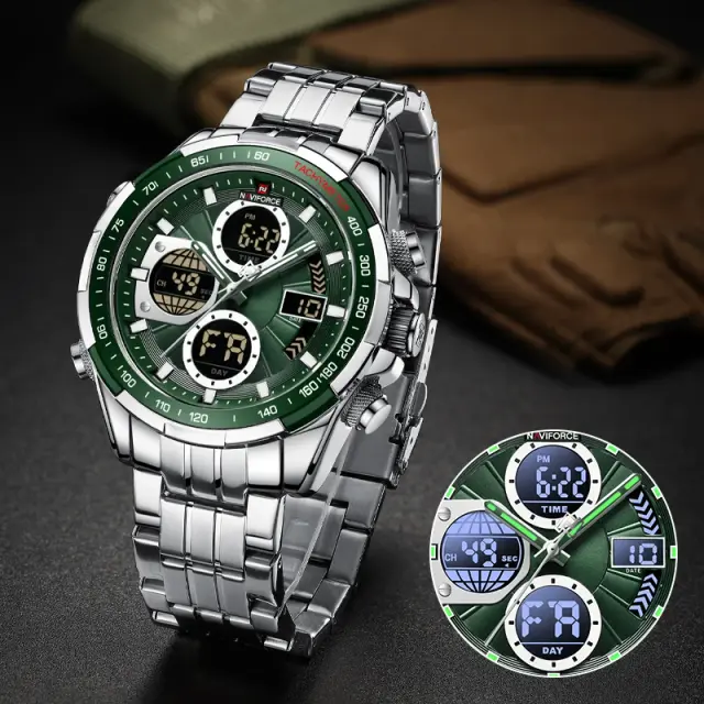 naviforce 9197 CH - Green Naviforce 9197 Watch For Men - Green - Image 1