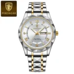 Poedagor 615 Watch  For Men-Golden Silver White