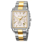 SKMEI 2339 Chronograph Watch For Men-GoldenSilver White Dial