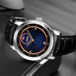 SKMEI 9300 Watch  For Leather Men-Blue Moon Black Belt - Image 2