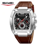 SKMEI 9357 Watch For Men Silver Brown