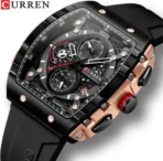 CURREN 8442 Multi-function Chronograph Men Watch- Rose Gold & Black