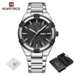 Naviforce 9218 Watch For Men-Silver Black