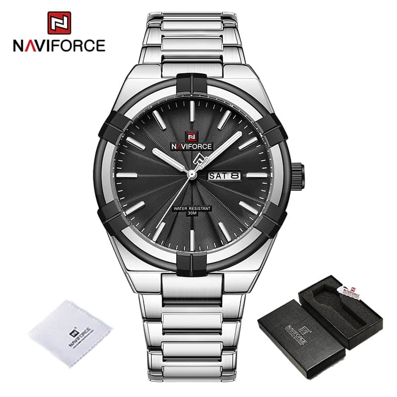 Naviforce nf 9218- Watch Price In Bangladesh Naviforce nf 9218- Silver Black Watch Price In Bangladesh - Image 1