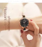 OLEVS 5872 Orginal Ceramic Watches For Woman-Black - Image 3