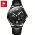 Olevs 2931 Leather Watch For Men-Black - Image 3