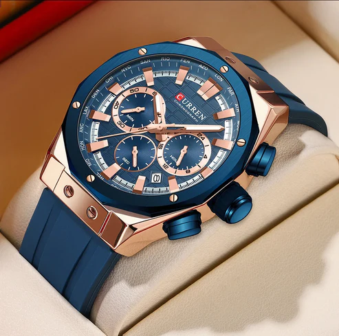 Curren 8464 Orginal Watch  For Men-Rose Blue