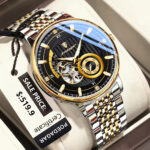 POEDAGAR 1416 Luxury Fashion Automatic Mechanical Stainless Steel Men’s Watch – Gold Black