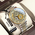 POEDAGAR 1416 Luxury Fashion Automatic Mechanical Stainless Steel Men’s Watch – Gold Grey