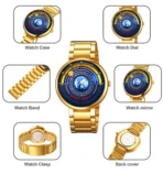 SKMEI 2361 Orginal Watch For Men Starry Sky-Golden - Image 2